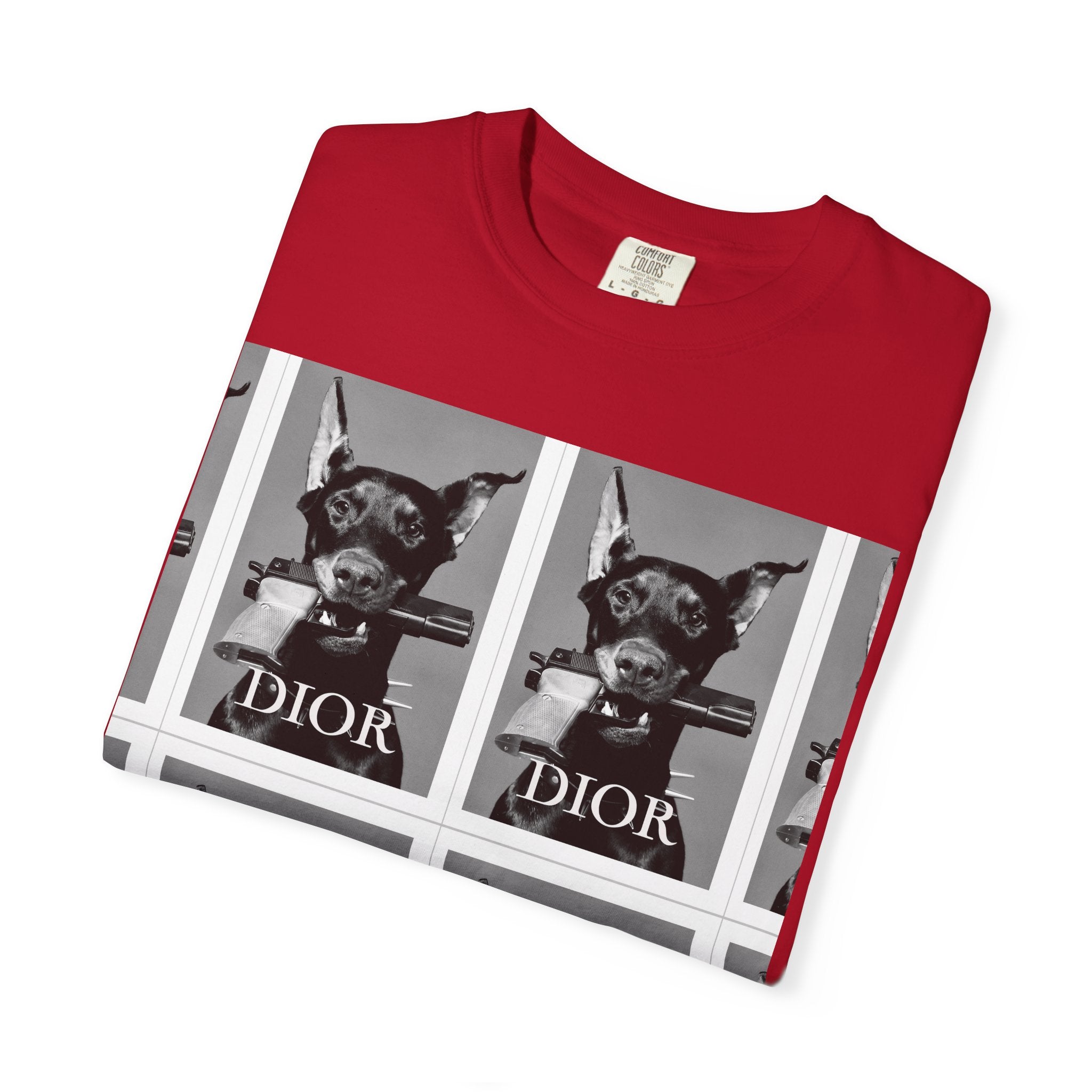 Graphic T-Shirt — Vintage Pop Art Dog Grid (DIOR Style)