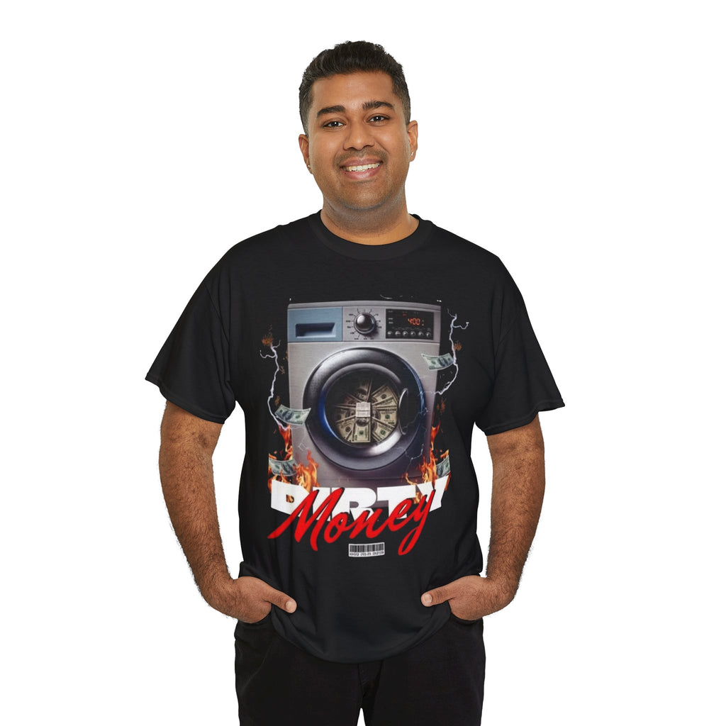 Money Laundry Graphic Tee — Urban Streetwear Shirt with Washing Machine Cash Design