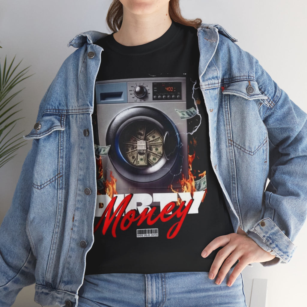 Money Laundry Graphic Tee — Urban Streetwear Shirt with Washing Machine Cash Design