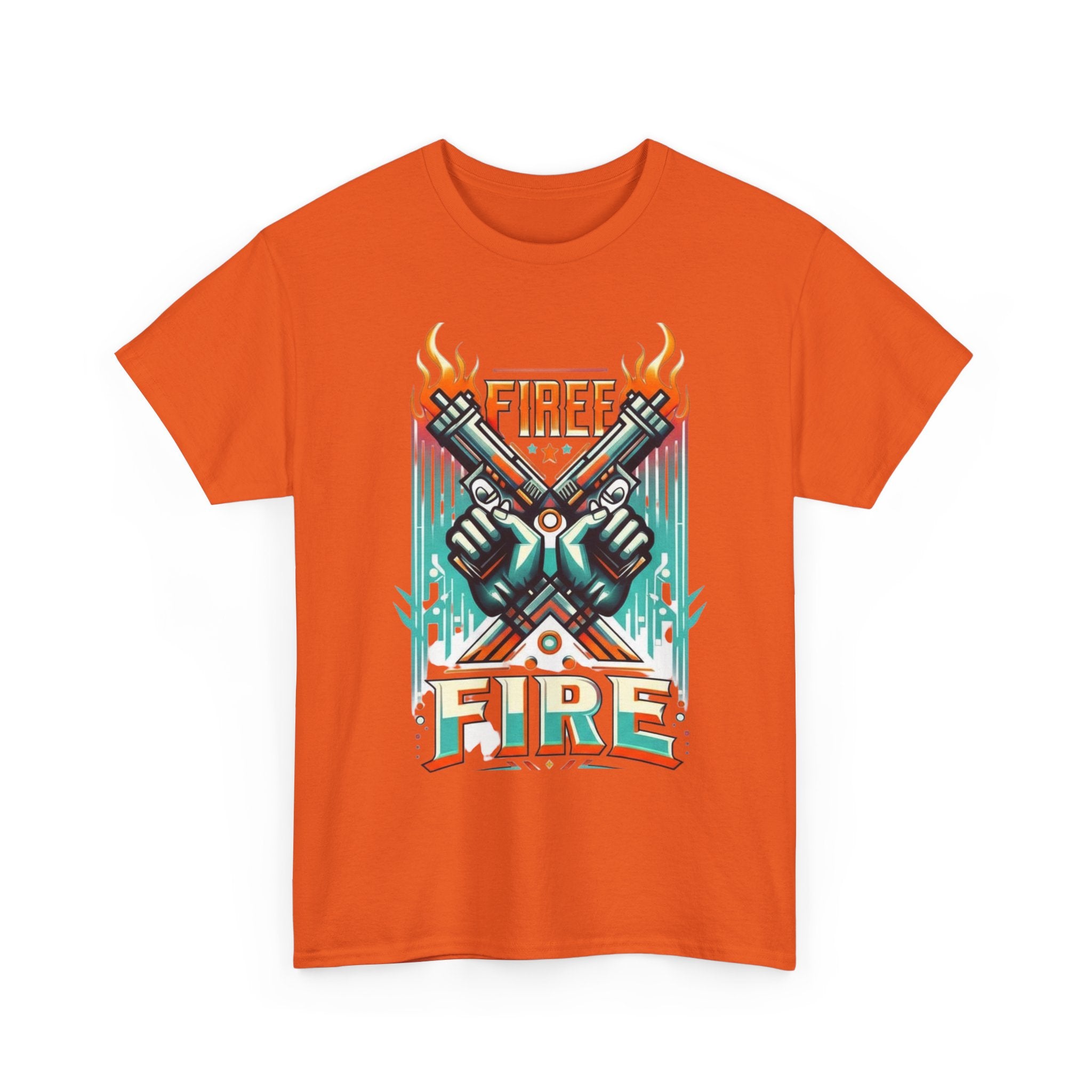Fire Fire Graphic Tee — Retro Dual Pistols Illustration