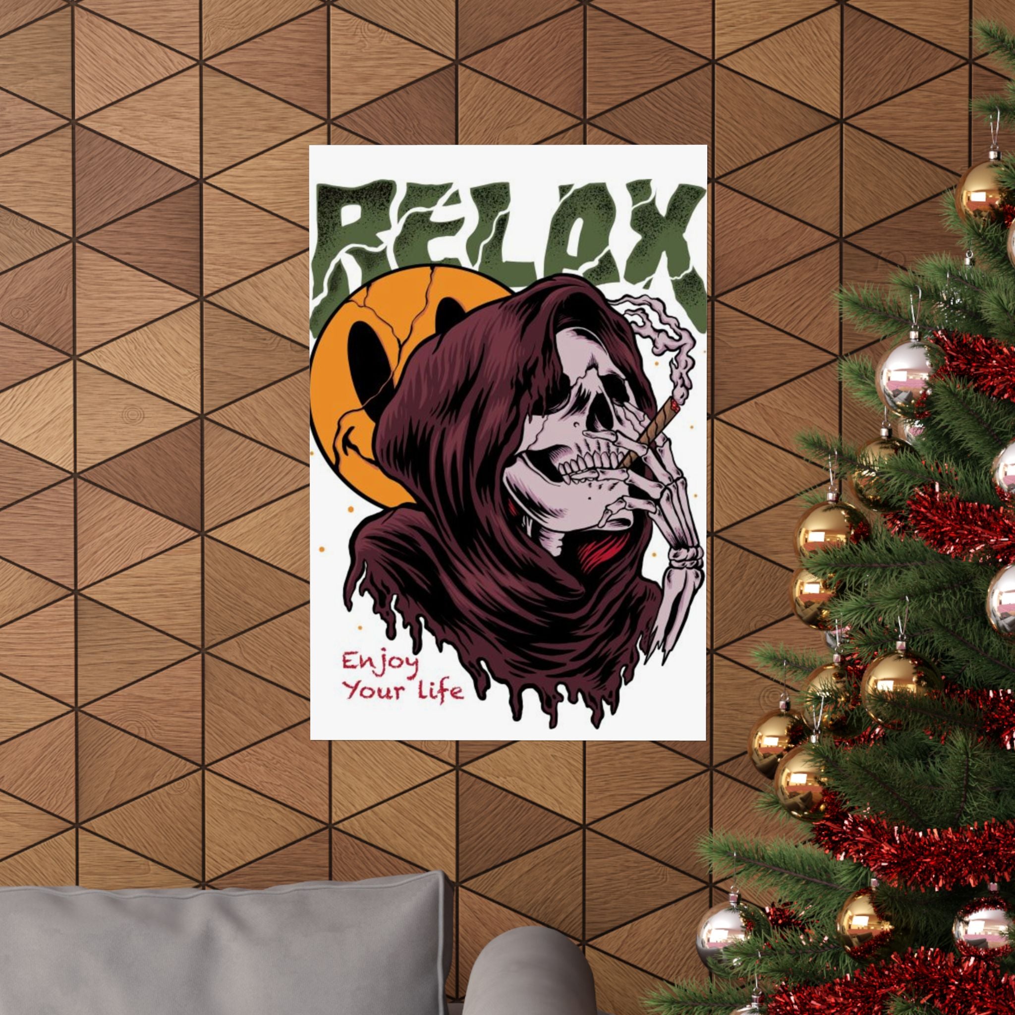 Relax Skull Poster — "Enjoy Your Life" Matte Vertical Art Print