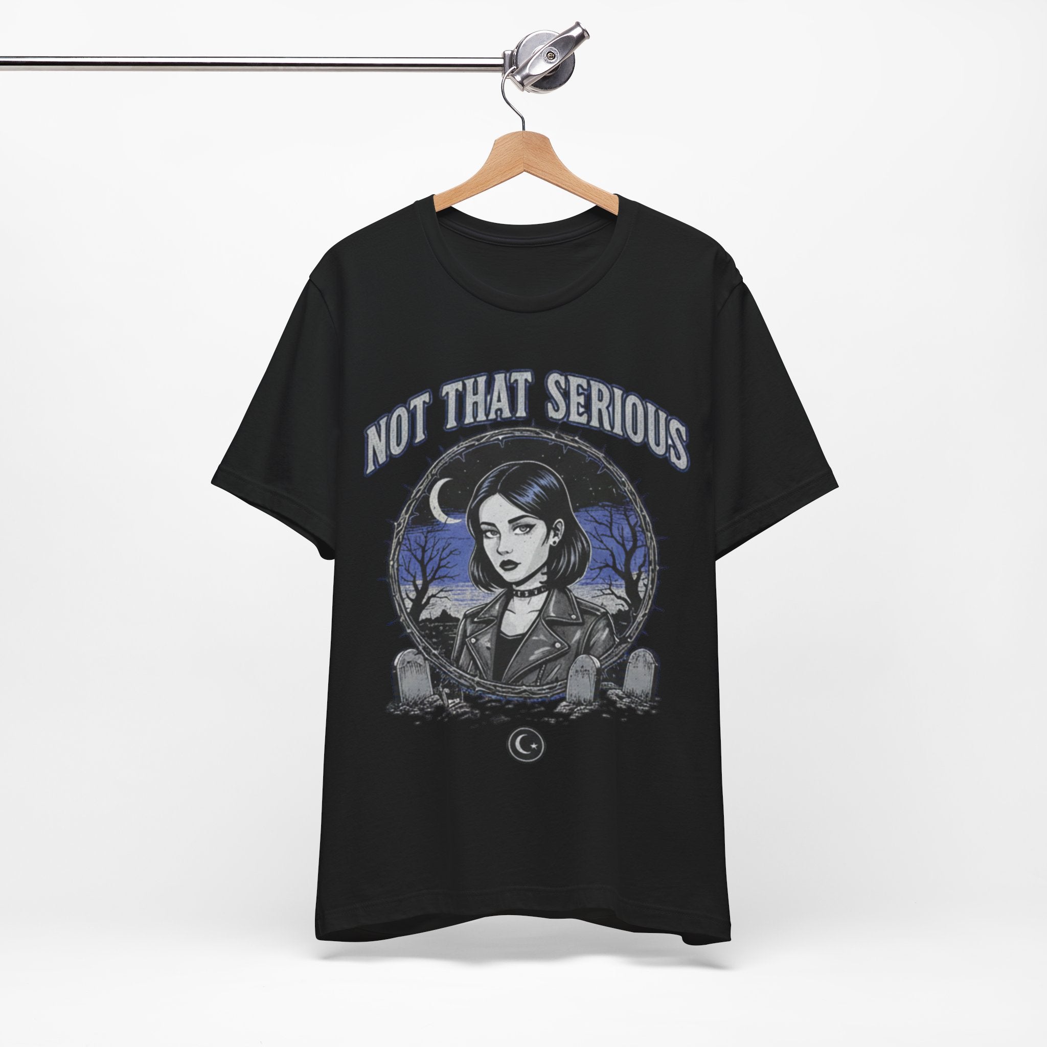 Not That Serious Tee — Gothic Girl Graveyard Metro Style Graphic T-Shirt