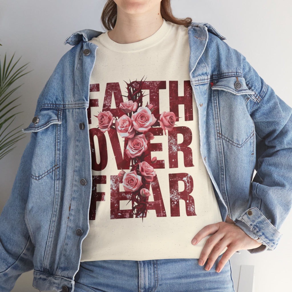Faith Over Fear Floral T-Shirt — Inspirational Christian Tee