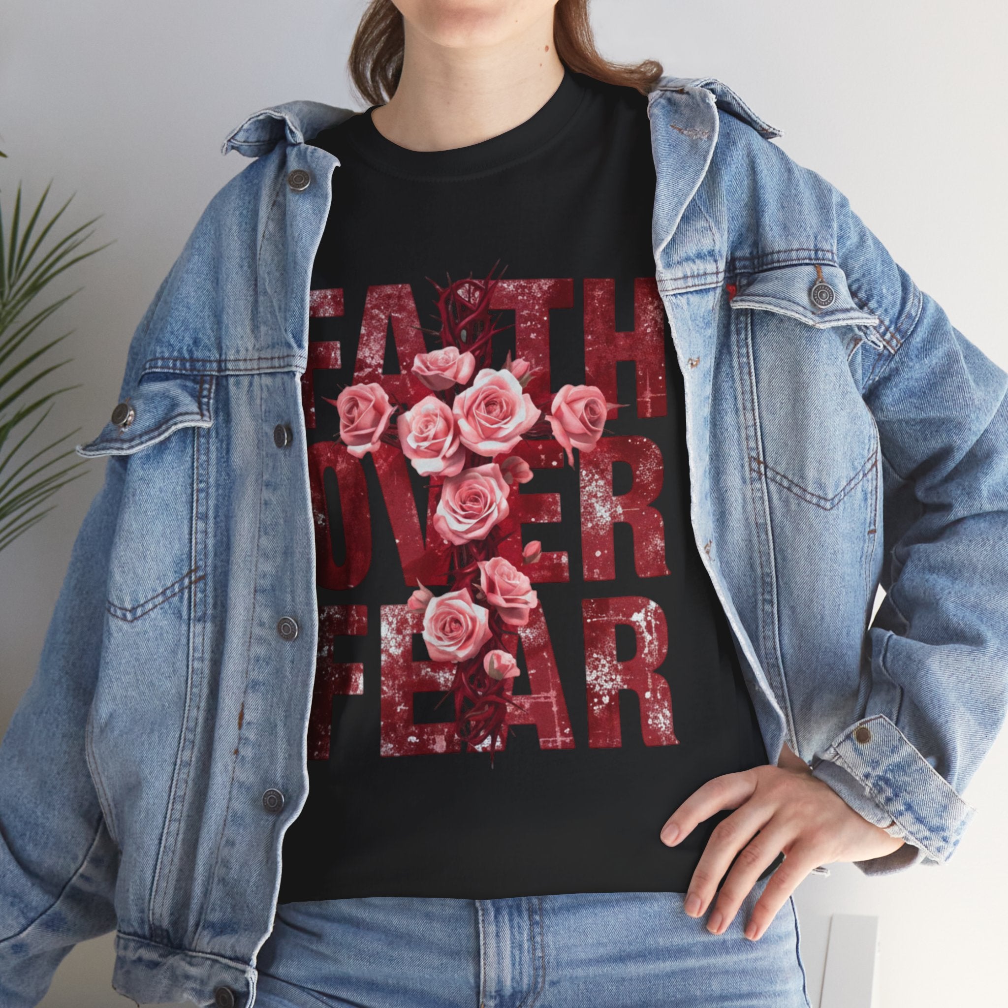 Faith Over Fear Floral T-Shirt — Inspirational Christian Tee