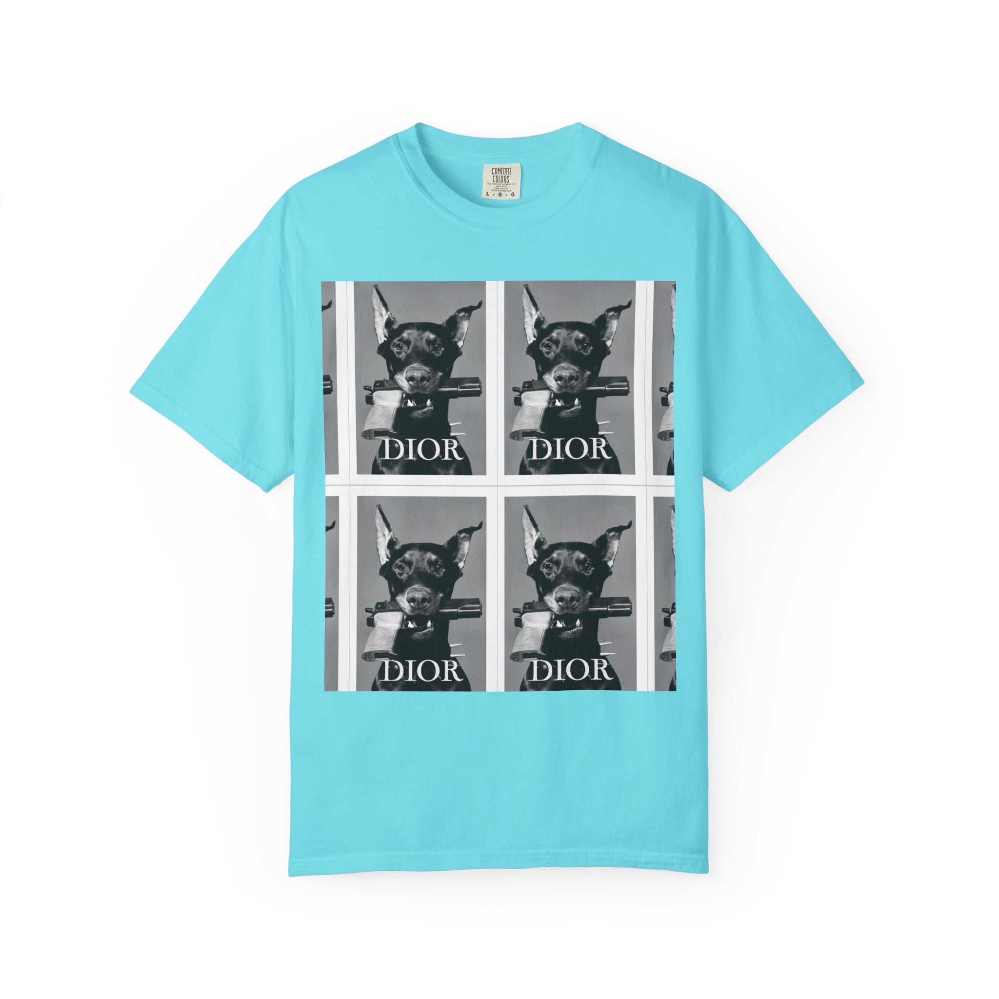 Graphic T-Shirt — Vintage Pop Art Dog Grid (DIOR Style)