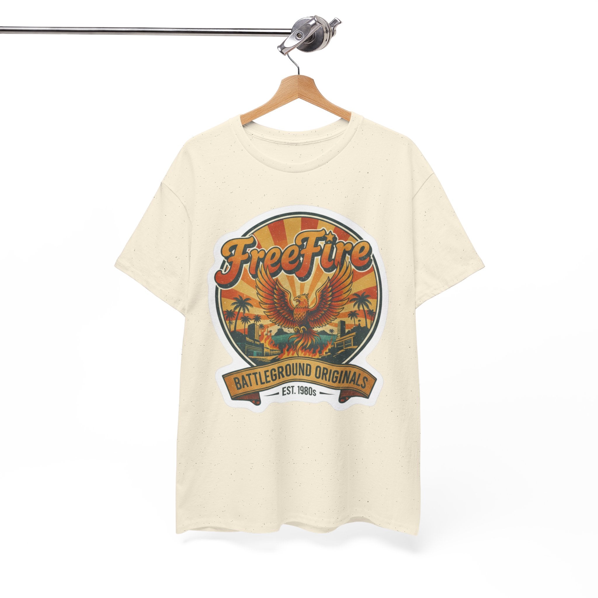 Free Fire Firebird Graphic Tee — "Free Fire" Retro Phoenix Vintage Logo Shirt. Gaming Tee