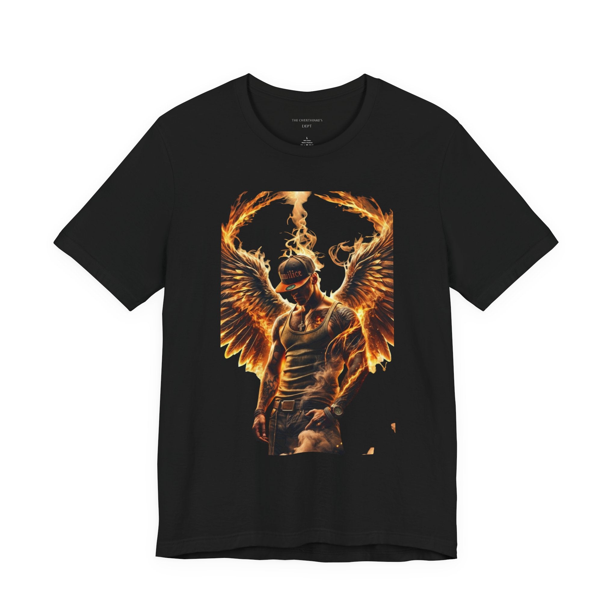 Fiery Angel Graphic Tee — Flaming Winged Warrior T-Shirt