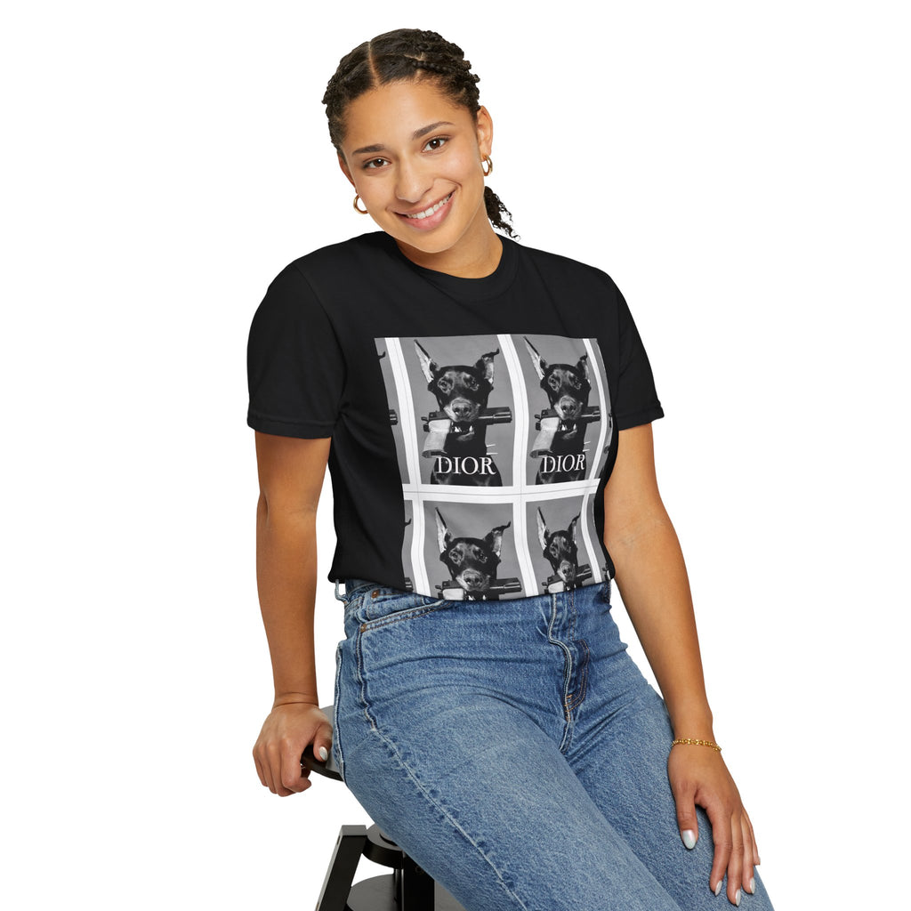 Graphic T-Shirt — Vintage Pop Art Dog Grid (DIOR Style)