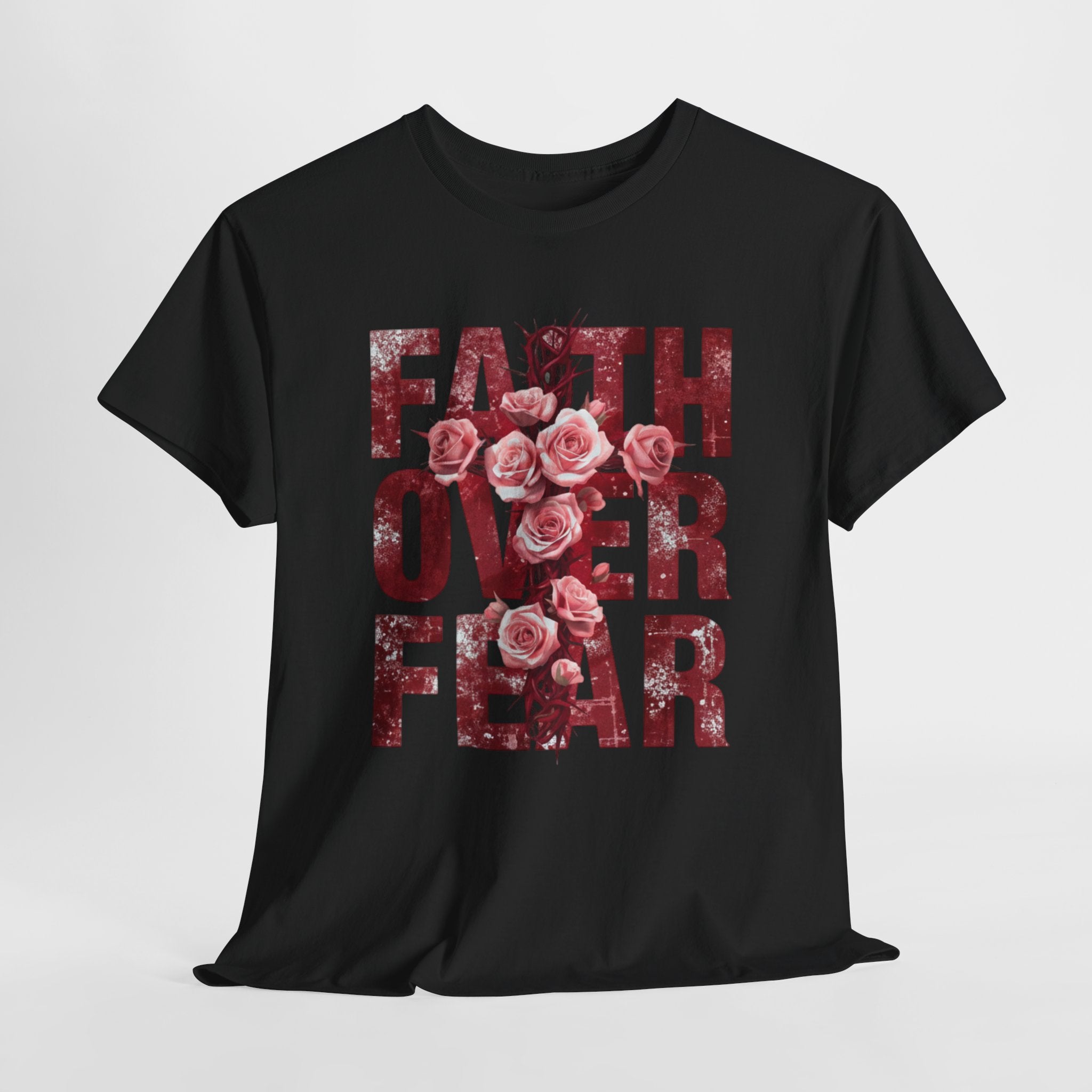 Faith Over Fear Floral T-Shirt — Inspirational Christian Tee