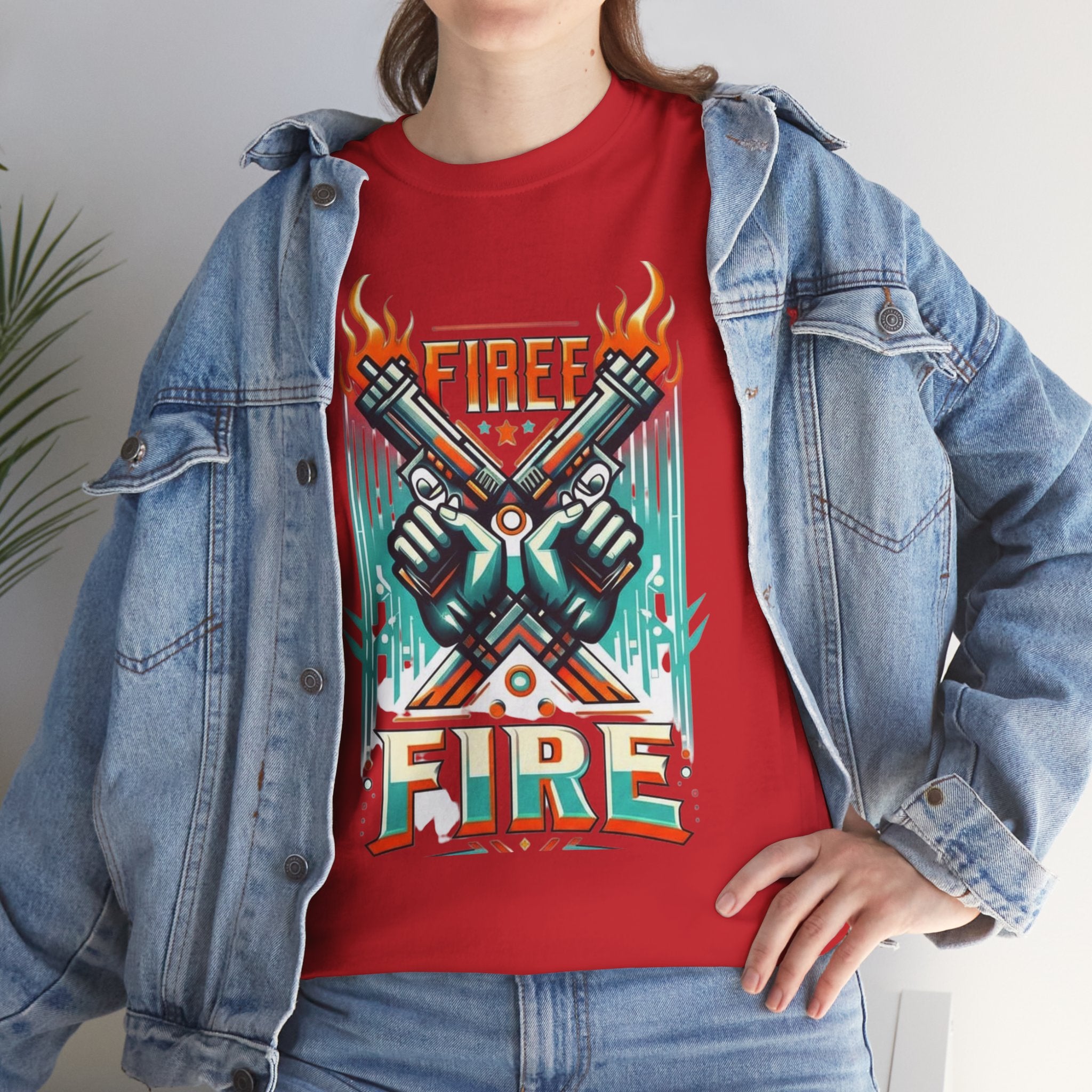 Fire Fire Graphic Tee — Retro Dual Pistols Illustration