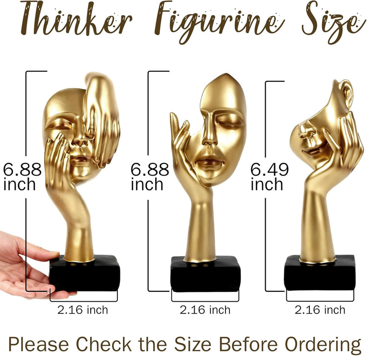 Elegant Modern Thinker Statue Set - Modern Home Sculptures for Stylish Bookshelves