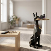 Geometric Dog Butler Accent Table with Tray, Decorative Animal Side Table, Modern Dog Statue for Living Room & Home Decor