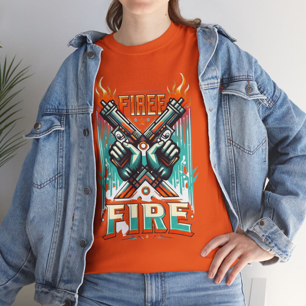 Fire Fire Graphic Tee — Retro Dual Pistols Illustration
