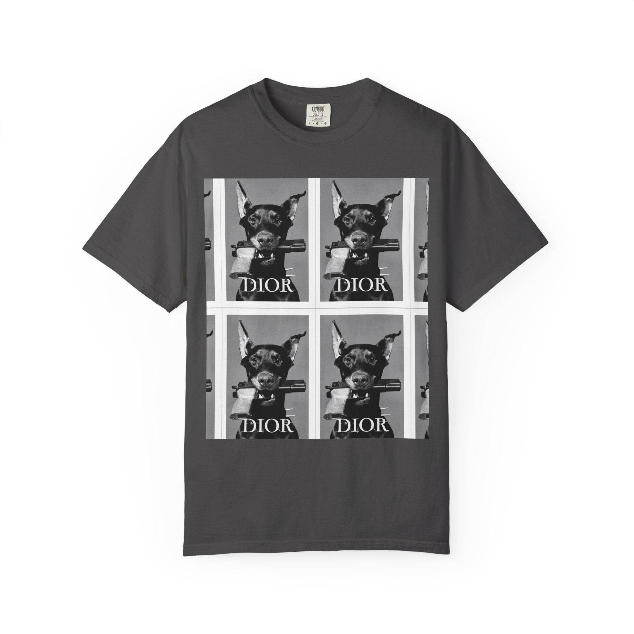 Graphic T-Shirt — Vintage Pop Art Dog Grid (DIOR Style)