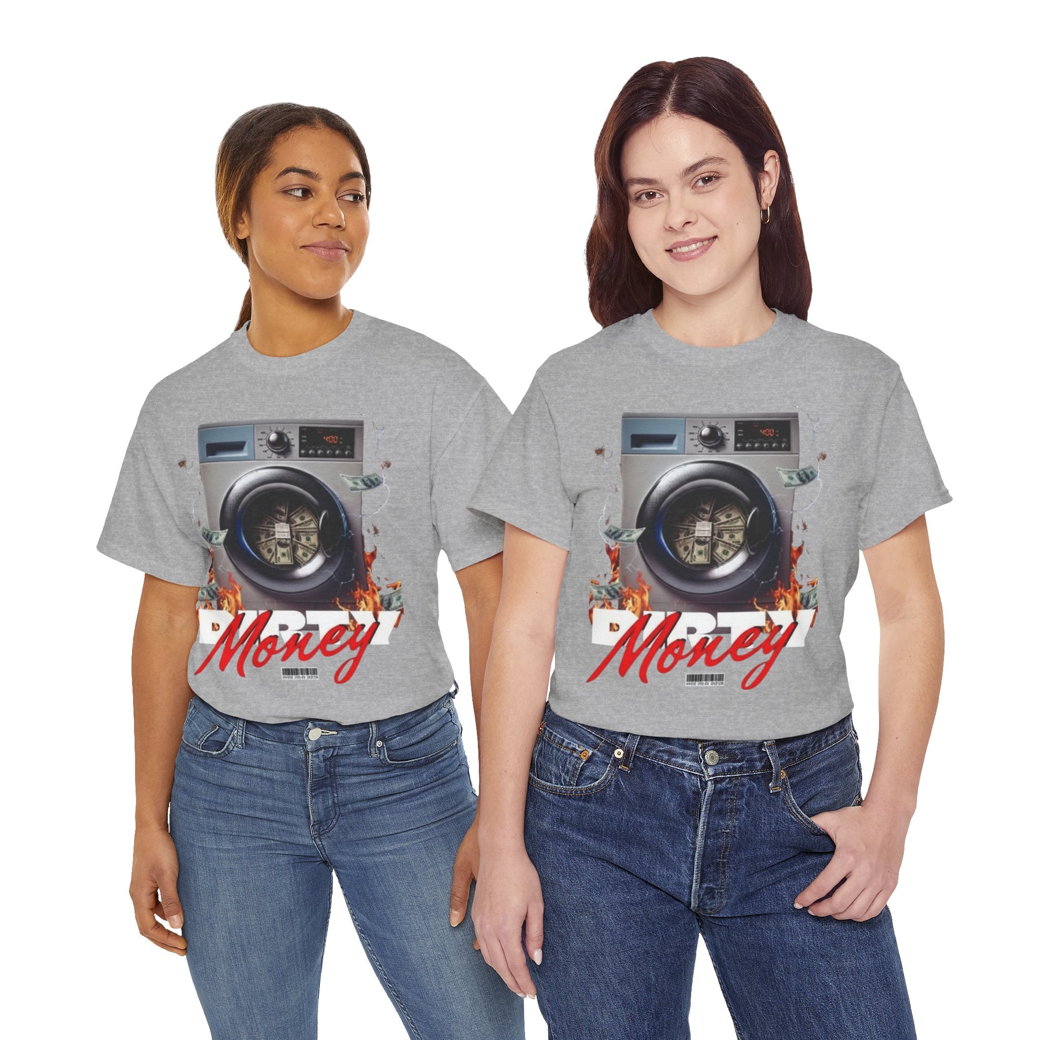Money Laundry Graphic Tee — Urban Streetwear Shirt with Washing Machine Cash Design