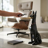 Geometric Dog Butler Accent Table with Tray, Decorative Animal Side Table, Modern Dog Statue for Living Room & Home Decor