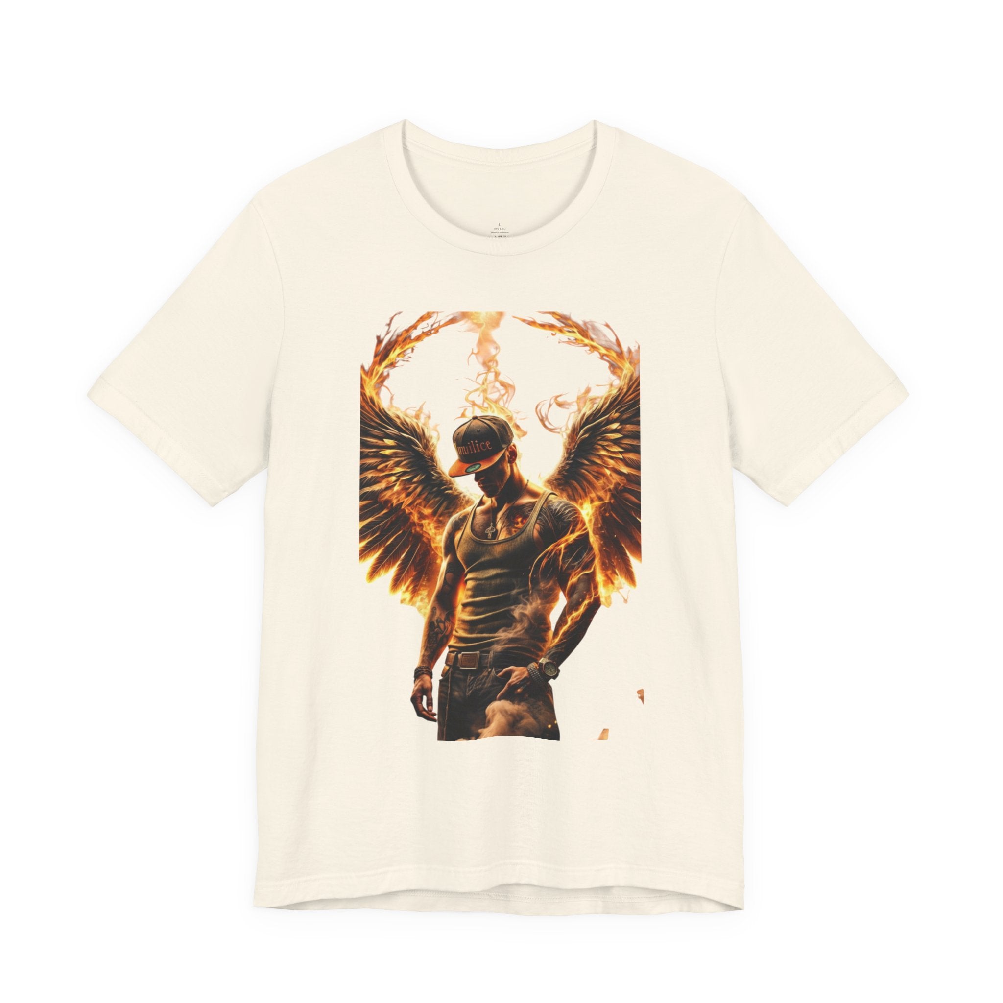 Fiery Angel Graphic Tee — Flaming Winged Warrior T-Shirt
