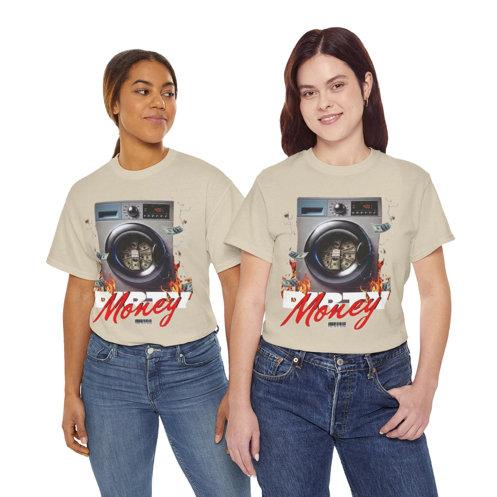 Money Laundry Graphic Tee — Urban Streetwear Shirt with Washing Machine Cash Design