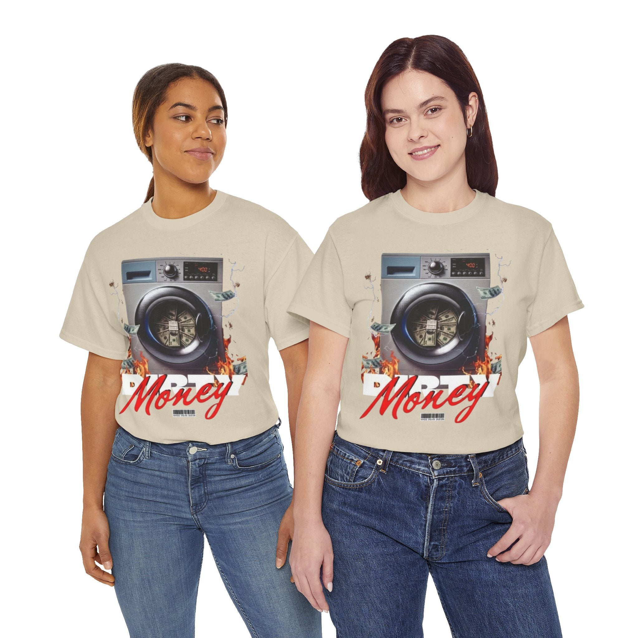 Money Laundry Graphic Tee — Urban Streetwear Shirt with Washing Machine Cash Design
