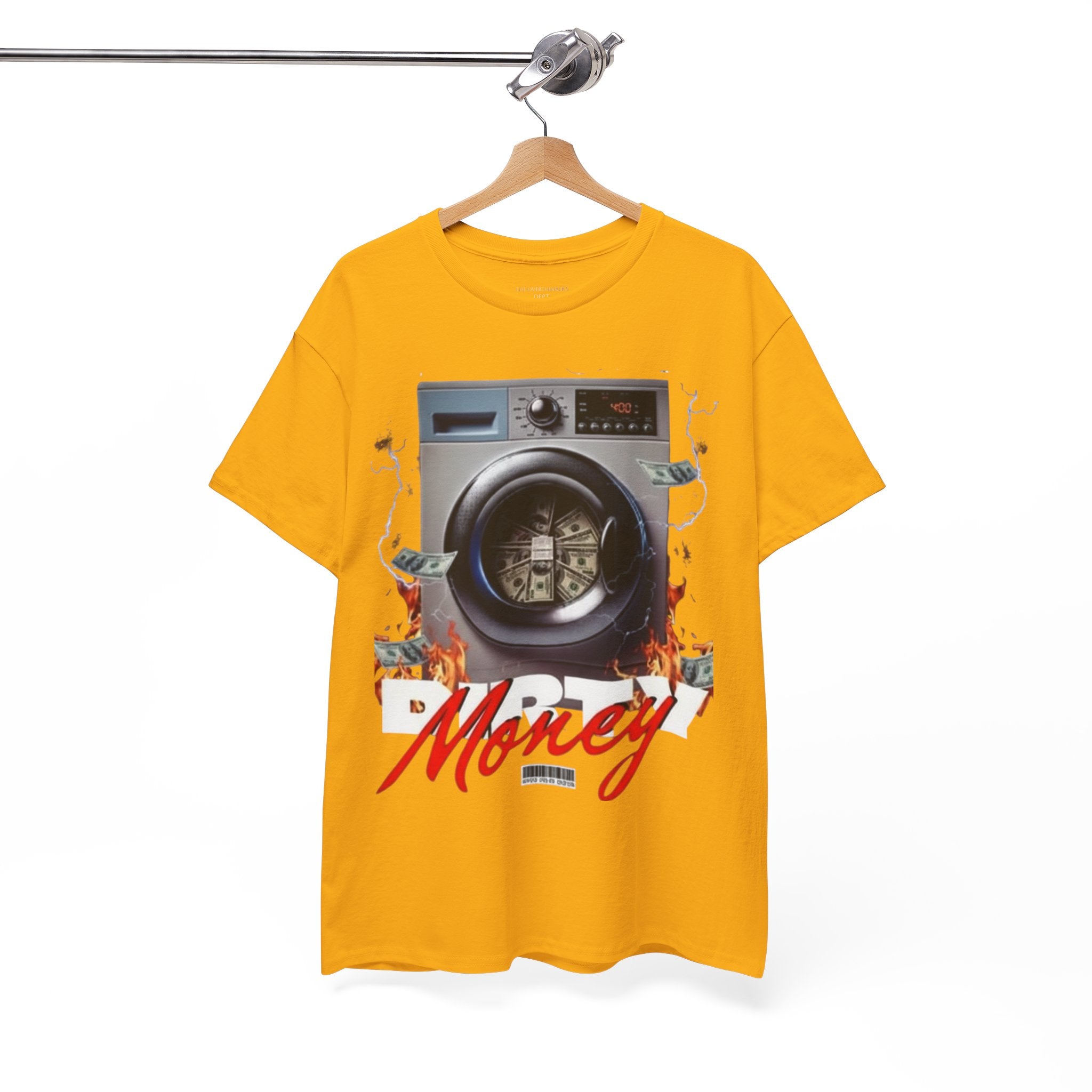 Money Laundry Graphic Tee — Urban Streetwear Shirt with Washing Machine Cash Design