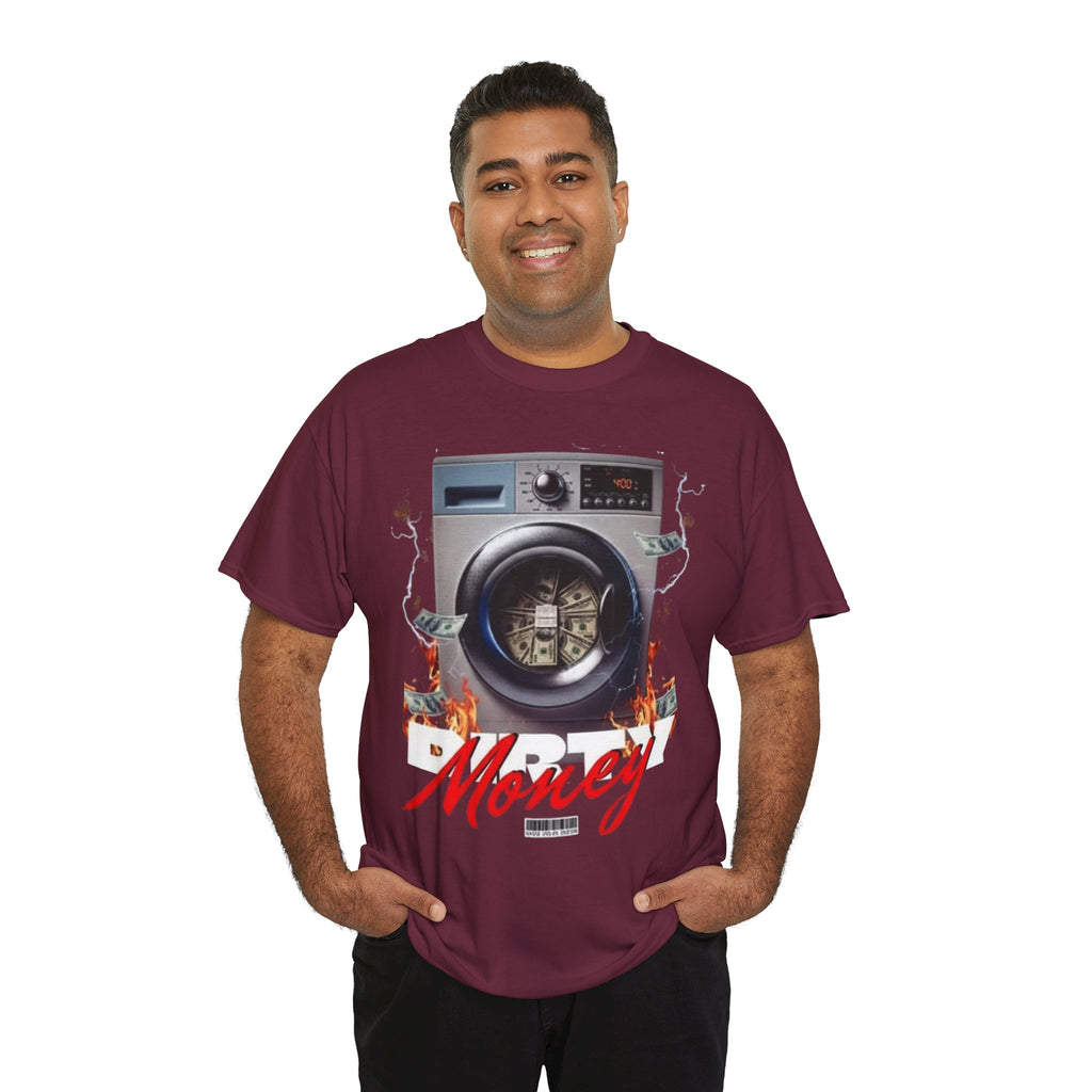 Money Laundry Graphic Tee — Urban Streetwear Shirt with Washing Machine Cash Design