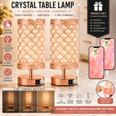 Stunning Purple Crystal Table Lamp with USB Charging - 3-Way Dimmable Touch Control for Stylish Home Decor