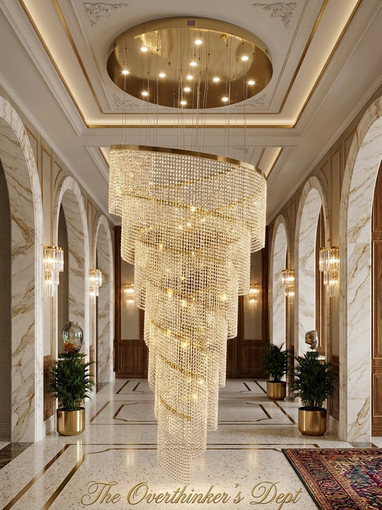 Elegant Spiral Crystal Chandelier - Modern LED Fixture for Staircase, Hallway & Lobby - Luxury Home Decor