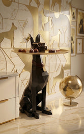 Geometric Dog Butler Accent Table with Tray, Decorative Animal Side Table, Modern Dog Statue for Living Room & Home Decor
