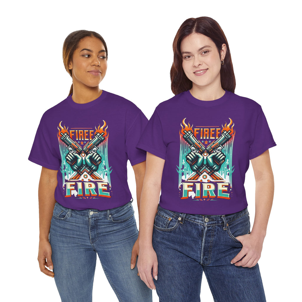 Fire Fire Graphic Tee — Retro Dual Pistols Illustration