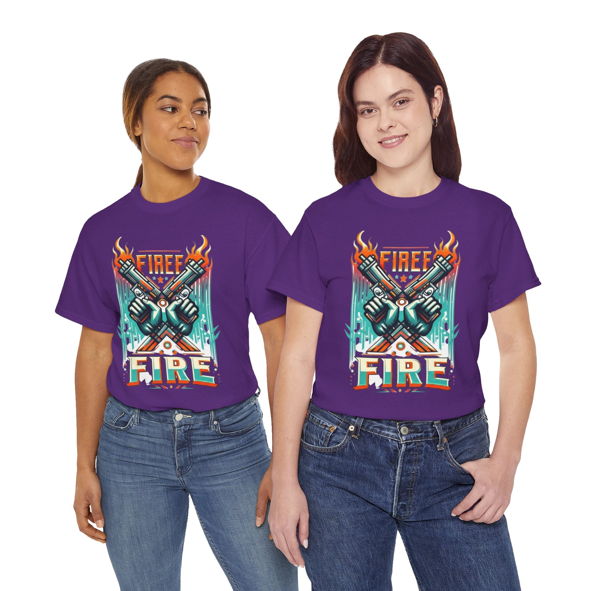 Fire Fire Graphic Tee — Retro Dual Pistols Illustration