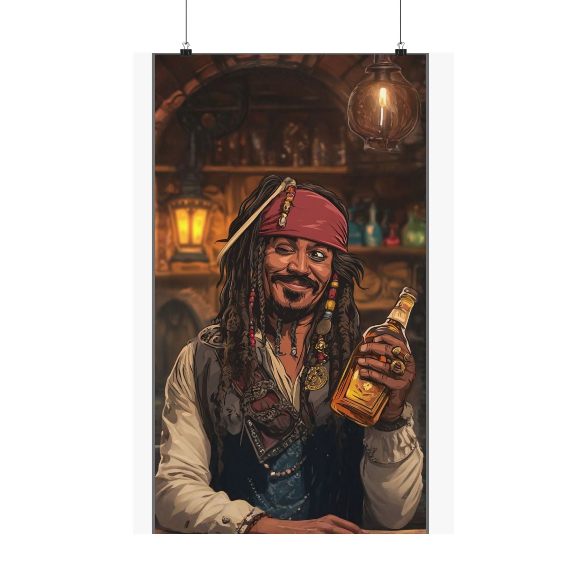 Vintage Pirate Bar Art Poster — Matte Vertical Wall Print