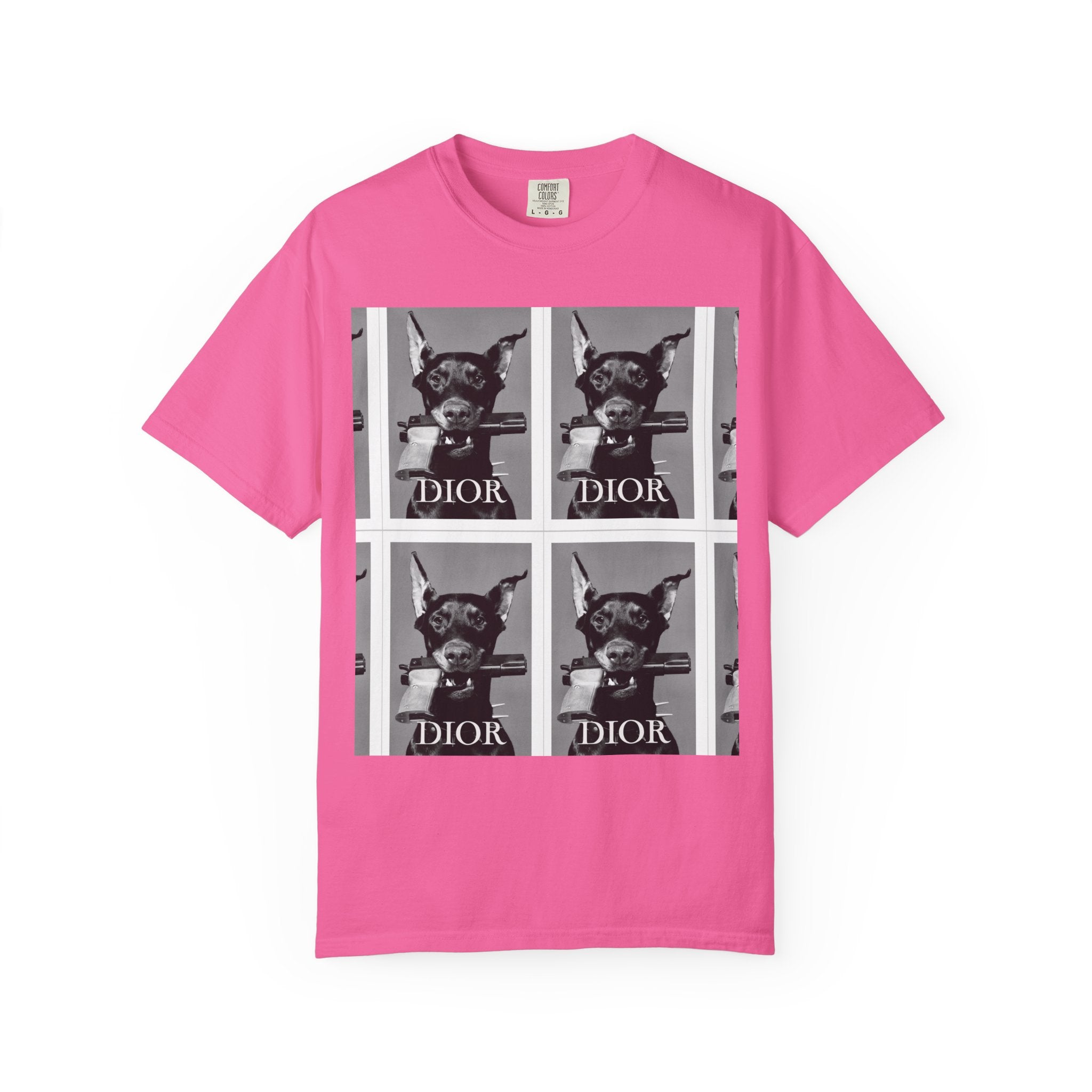 Graphic T-Shirt — Vintage Pop Art Dog Grid (DIOR Style)