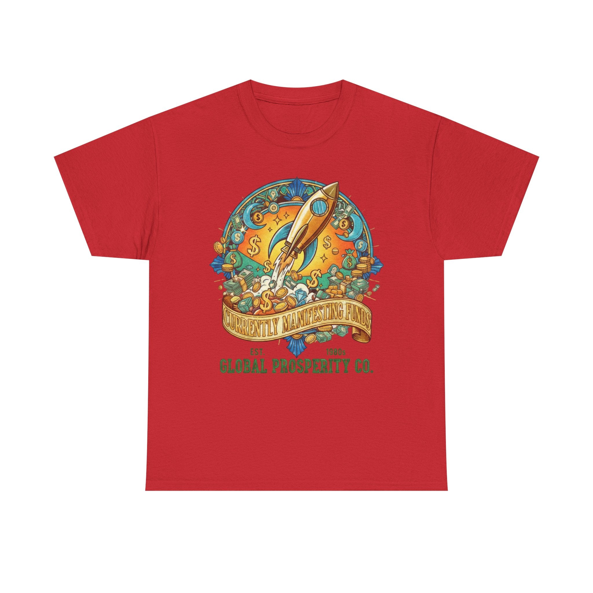 Prosperity Rocket T-Shirt - "Currently Manifesting Funds" — Global Prosperity Co. Vintage Space Graphic Tee