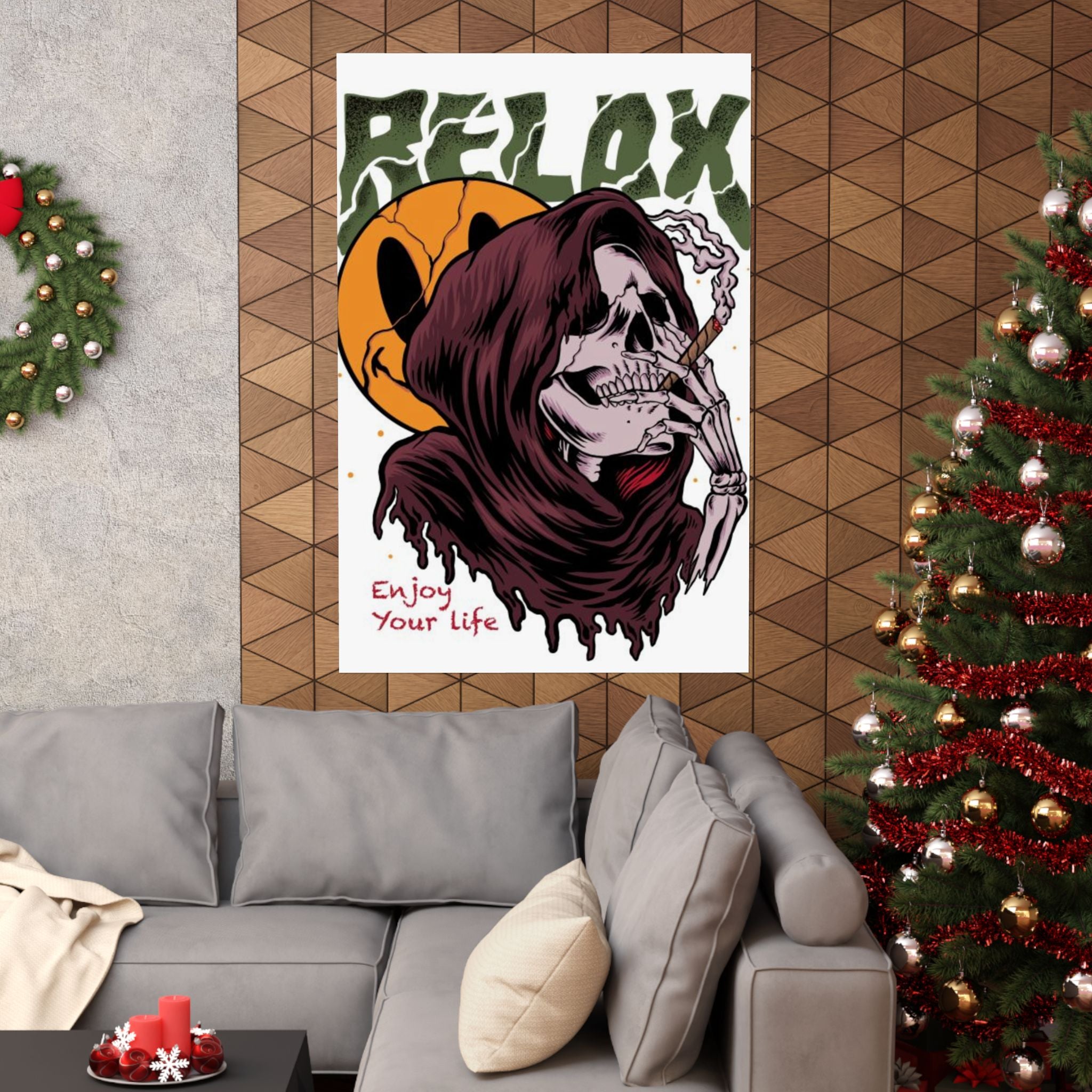 Relax Skull Poster — "Enjoy Your Life" Matte Vertical Art Print