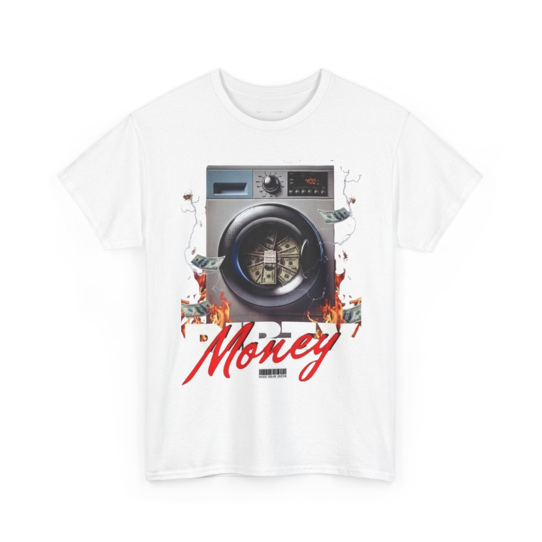 Money Laundry Graphic Tee — Urban Streetwear Shirt with Washing Machine Cash Design
