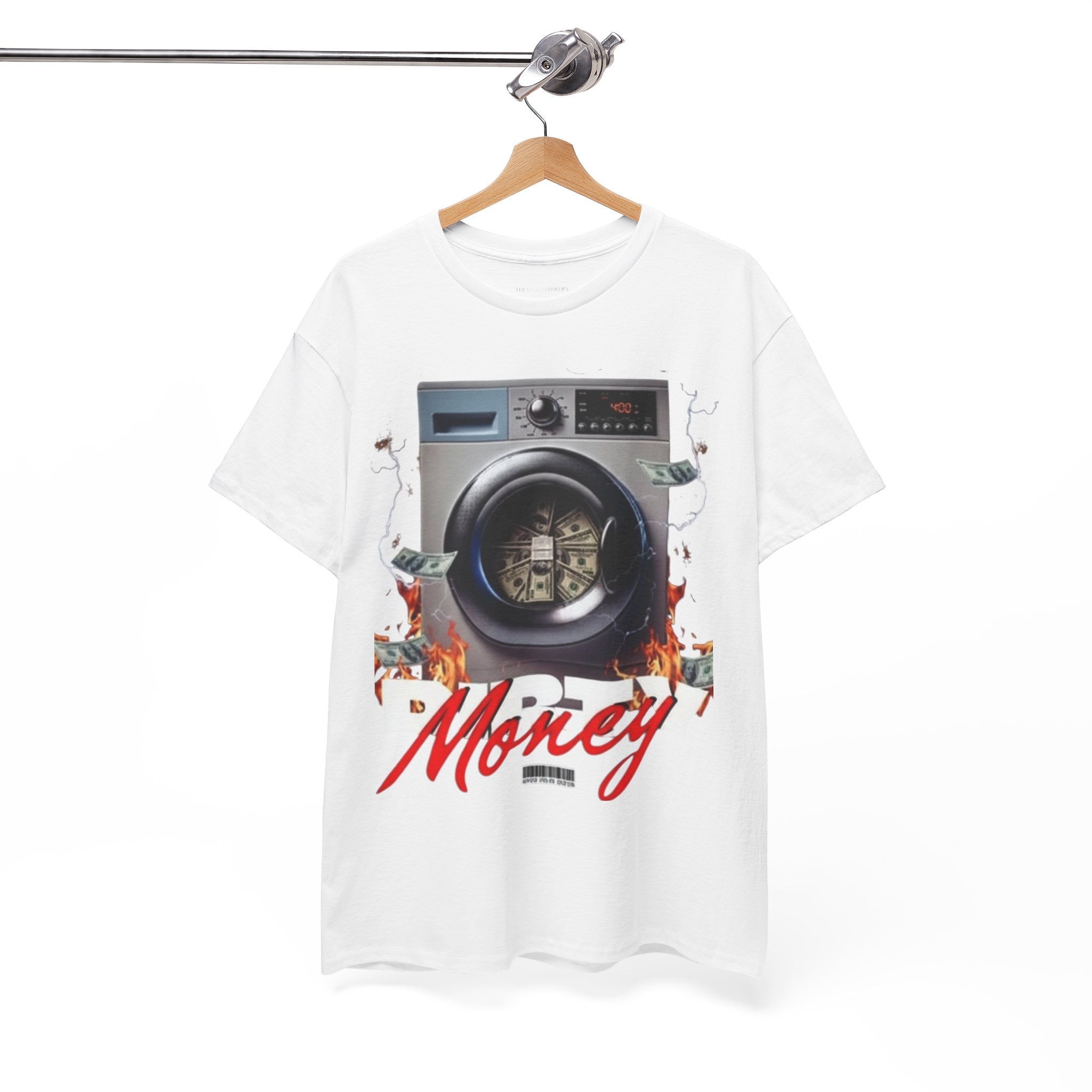 Money Laundry Graphic Tee — Urban Streetwear Shirt with Washing Machine Cash Design