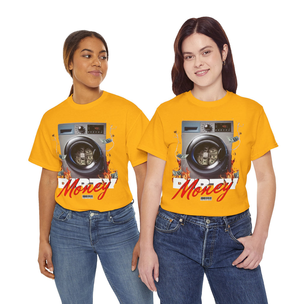 Money Laundry Graphic Tee — Urban Streetwear Shirt with Washing Machine Cash Design