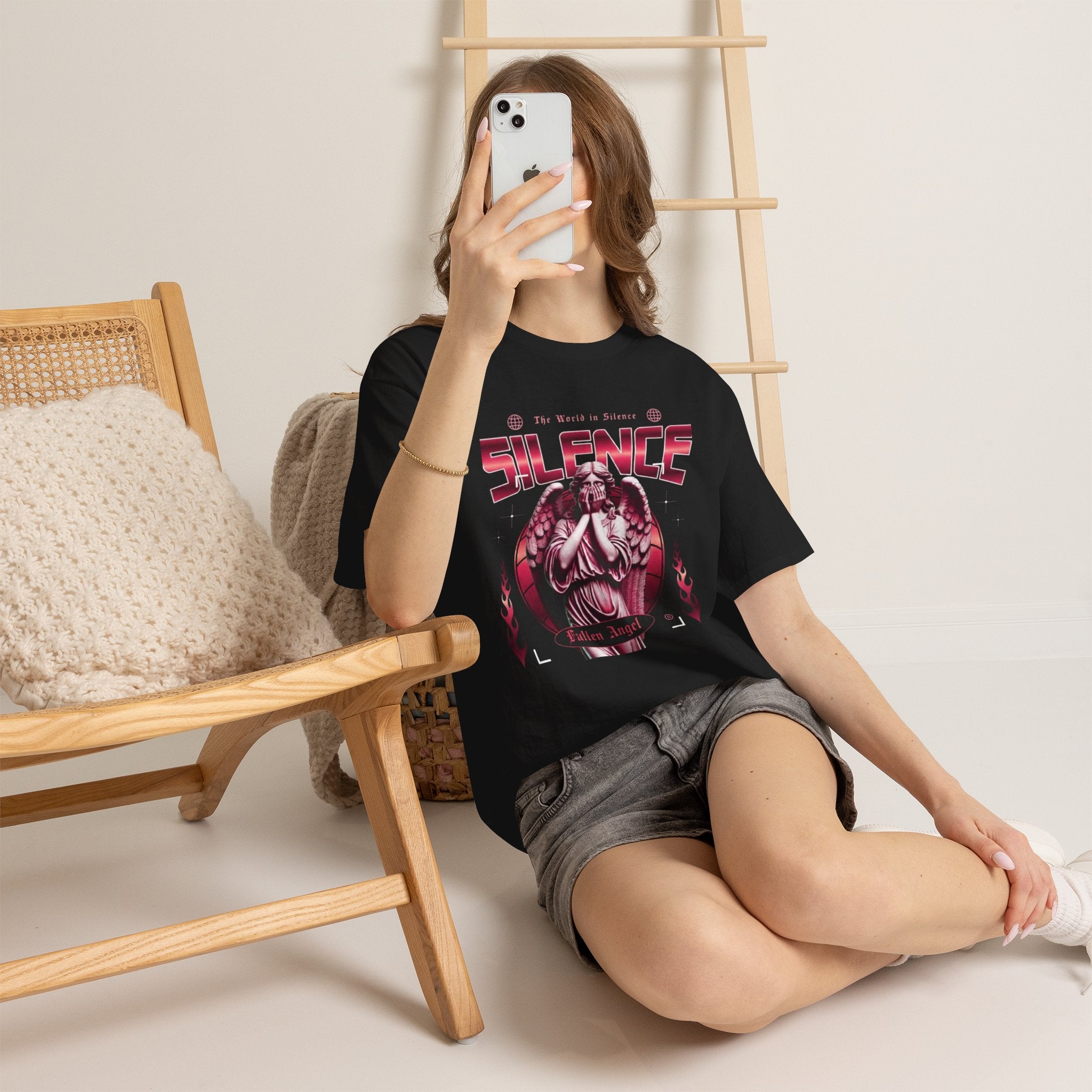 Silence Fallen Angel T-Shirt — Gothic Angel Graphic Tee