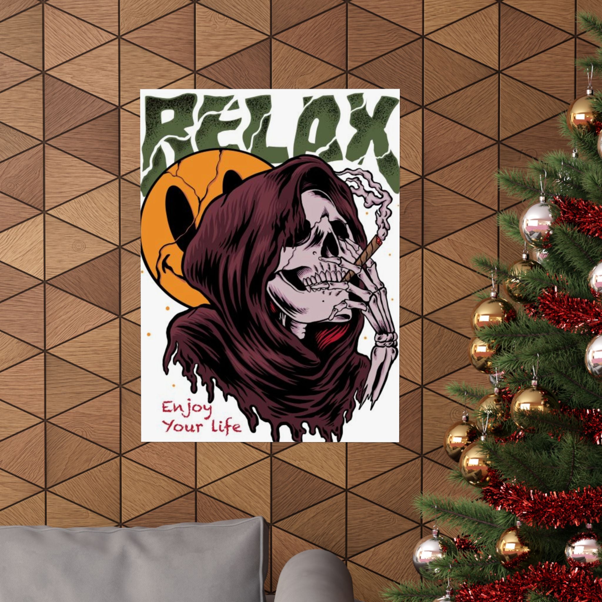 Relax Skull Poster — "Enjoy Your Life" Matte Vertical Art Print