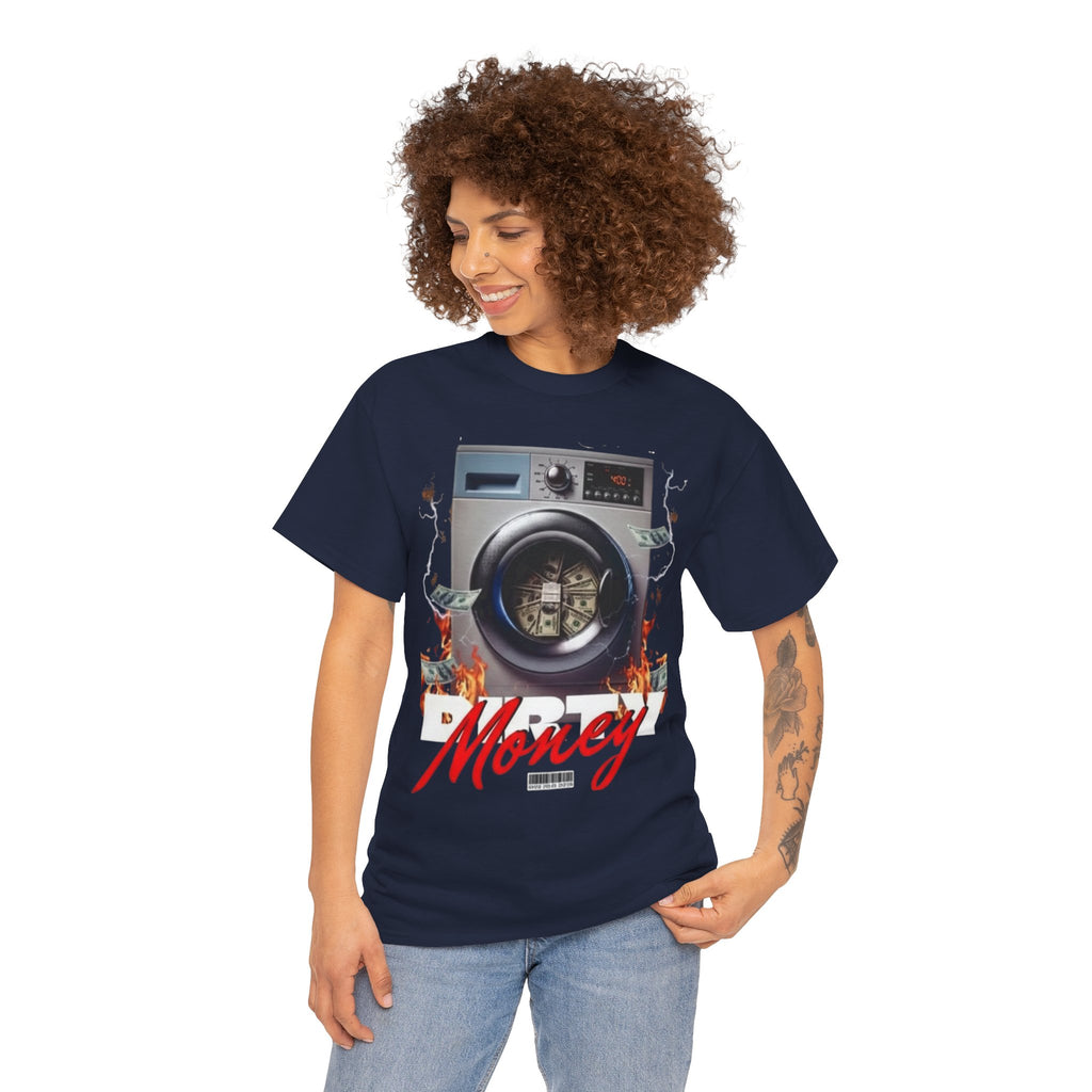 Money Laundry Graphic Tee — Urban Streetwear Shirt with Washing Machine Cash Design