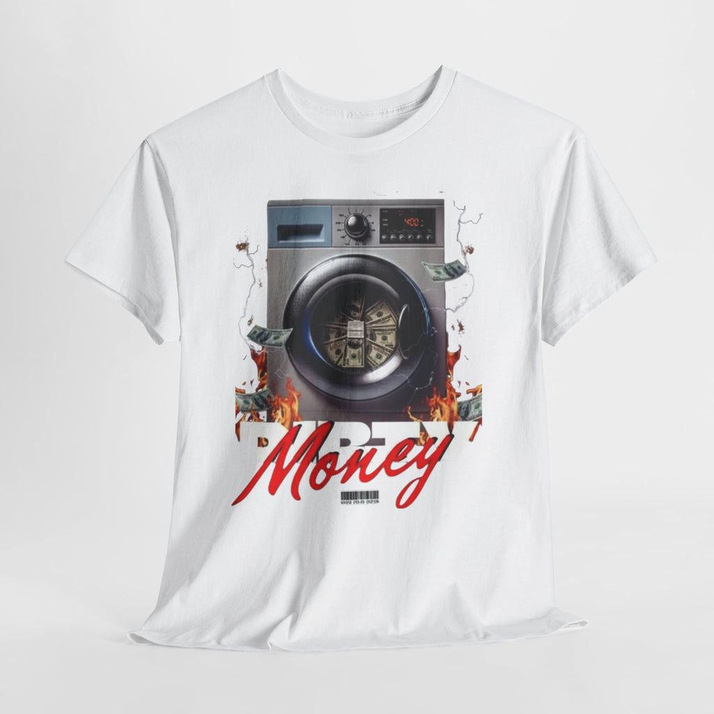 Money Laundry Graphic Tee — Urban Streetwear Shirt with Washing Machine Cash Design