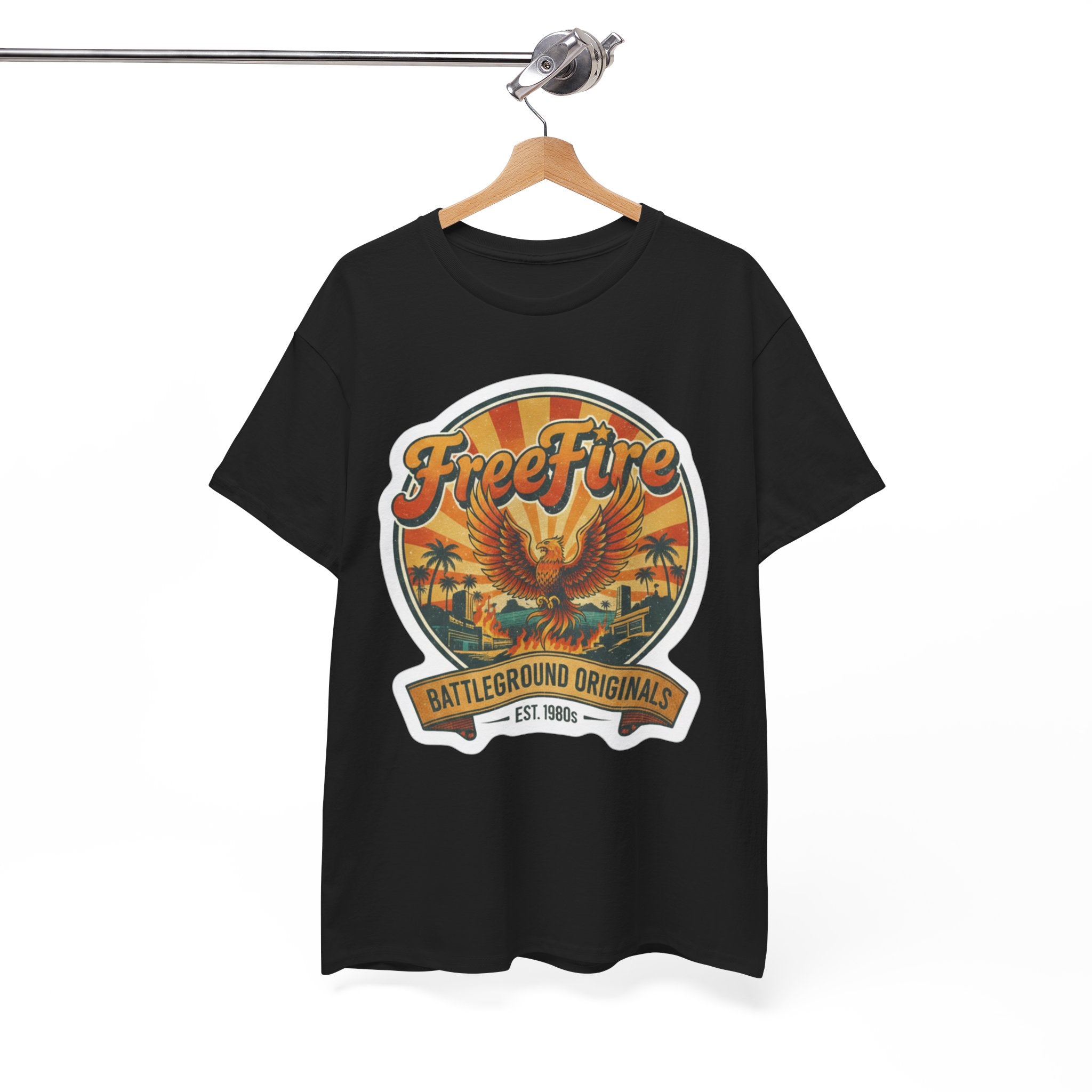 Free Fire Firebird Graphic Tee — "Free Fire" Retro Phoenix Vintage Logo Shirt. Gaming Tee