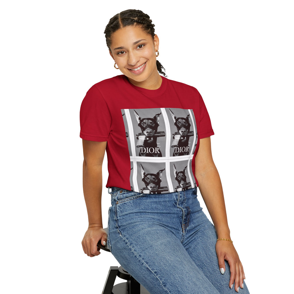 Graphic T-Shirt — Vintage Pop Art Dog Grid (DIOR Style)