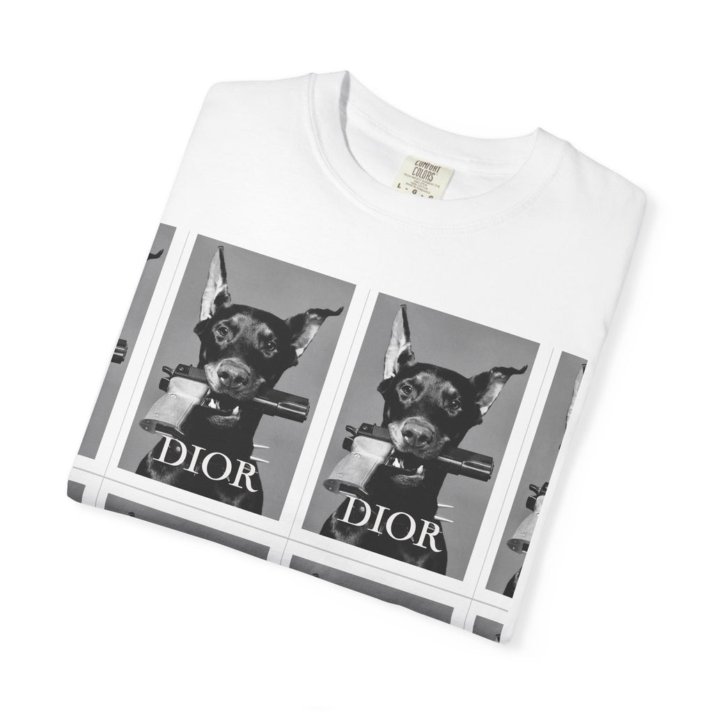 Graphic T-Shirt — Vintage Pop Art Dog Grid (DIOR Style)