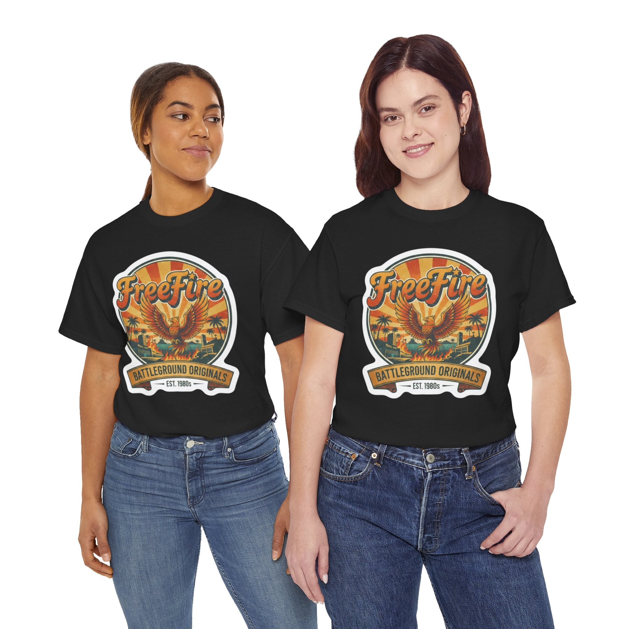 Free Fire Firebird Graphic Tee — "Free Fire" Retro Phoenix Vintage Logo Shirt. Gaming Tee