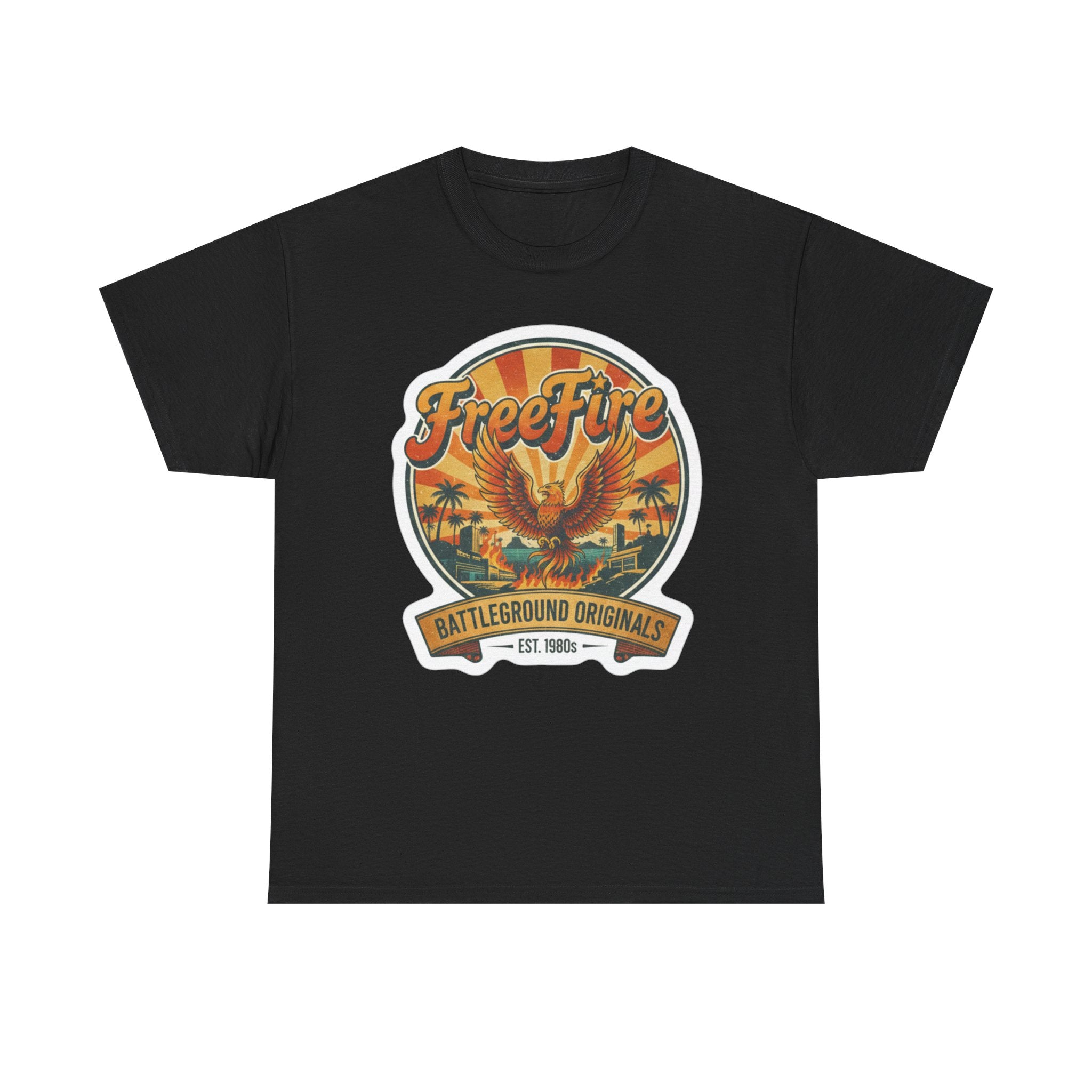 Free Fire Firebird Graphic Tee — "Free Fire" Retro Phoenix Vintage Logo Shirt. Gaming Tee