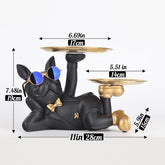 Bulldog Tray Statue For Keys-Wallet displayed with perfume and accessories on its trays.