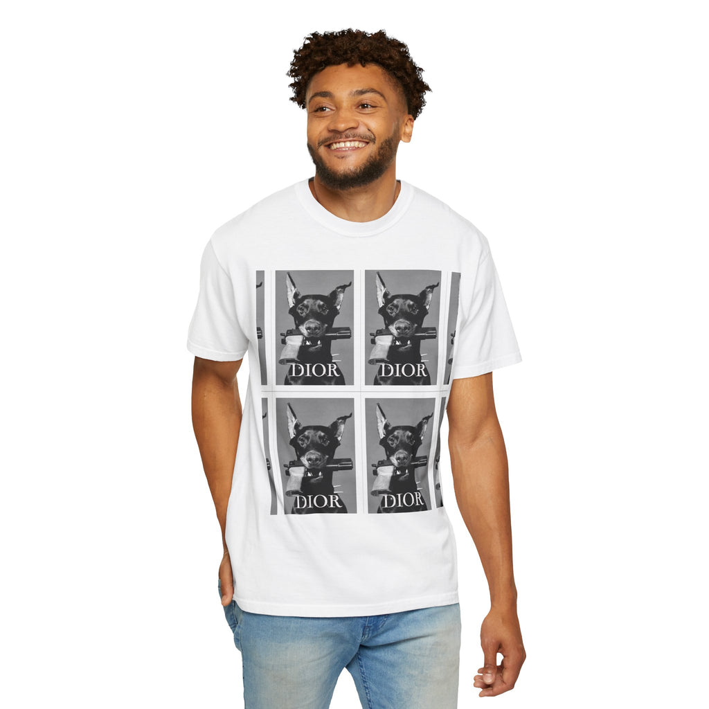 Graphic T-Shirt — Vintage Pop Art Dog Grid (DIOR Style)