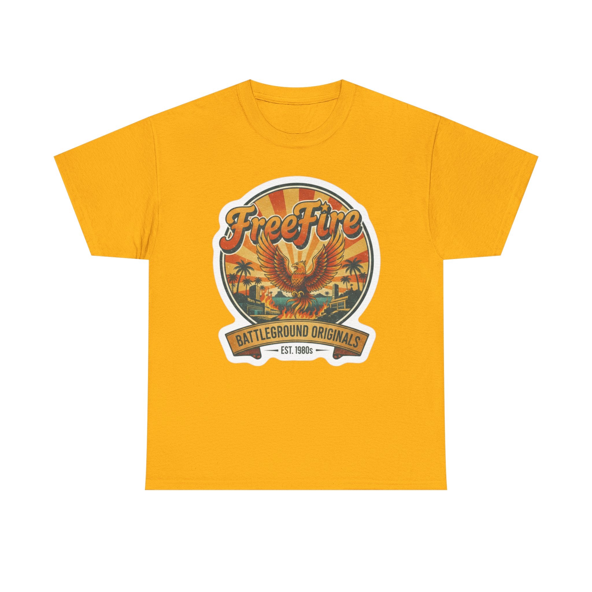 Free Fire Firebird Graphic Tee — "Free Fire" Retro Phoenix Vintage Logo Shirt. Gaming Tee