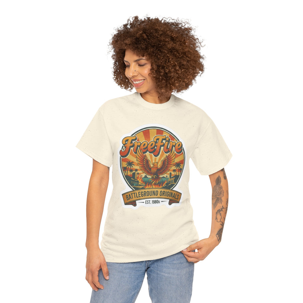 Free Fire Firebird Graphic Tee — "Free Fire" Retro Phoenix Vintage Logo Shirt. Gaming Tee